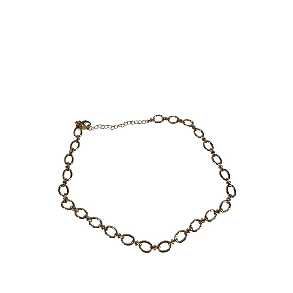 Gold Tone Oval Link Chain Necklace Adjustable‎ Clasp